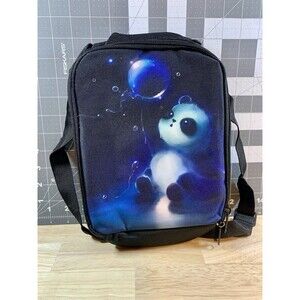 Panda N’ Bubbles Lunch Bag – Black – Adjustable Shoulder Strap